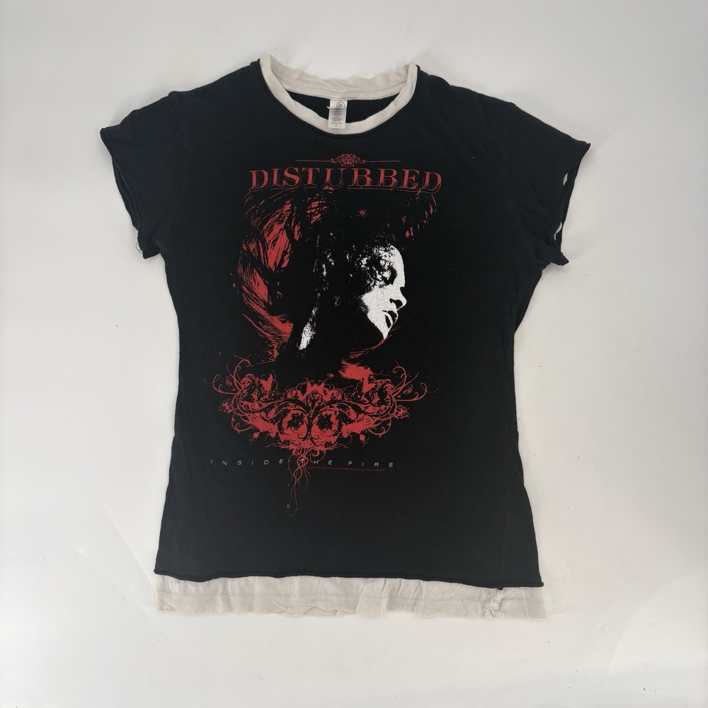 Disturbed Inside The Fire Women's Large Y2K Grunge Tour Graphic